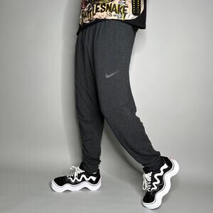 Vintage Y2K Nike Joggers Mens L Dri Fit Dark Grey Sweatpants Subtle Swoosh